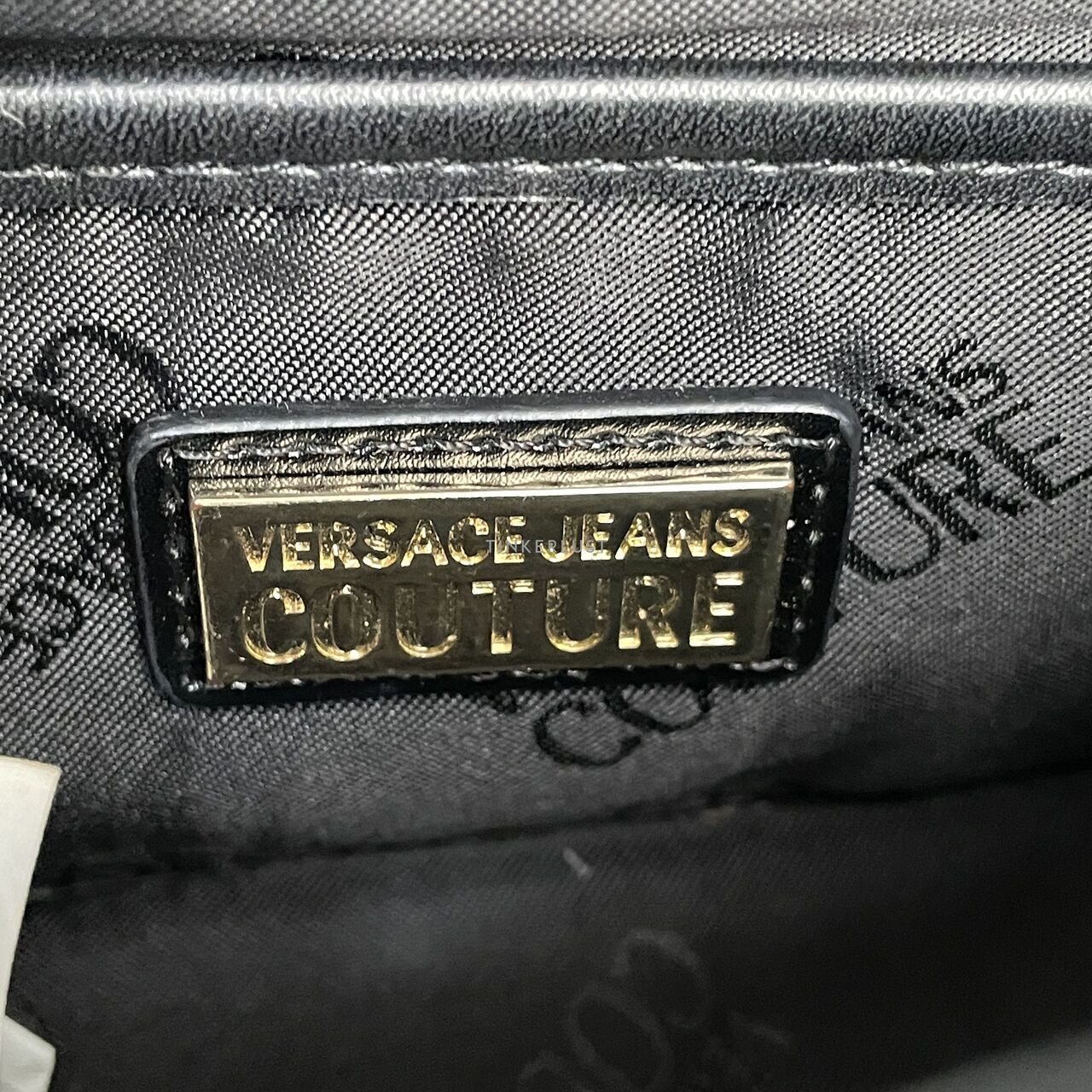 Versace Jeans Couture Black Velvet Sling Bag