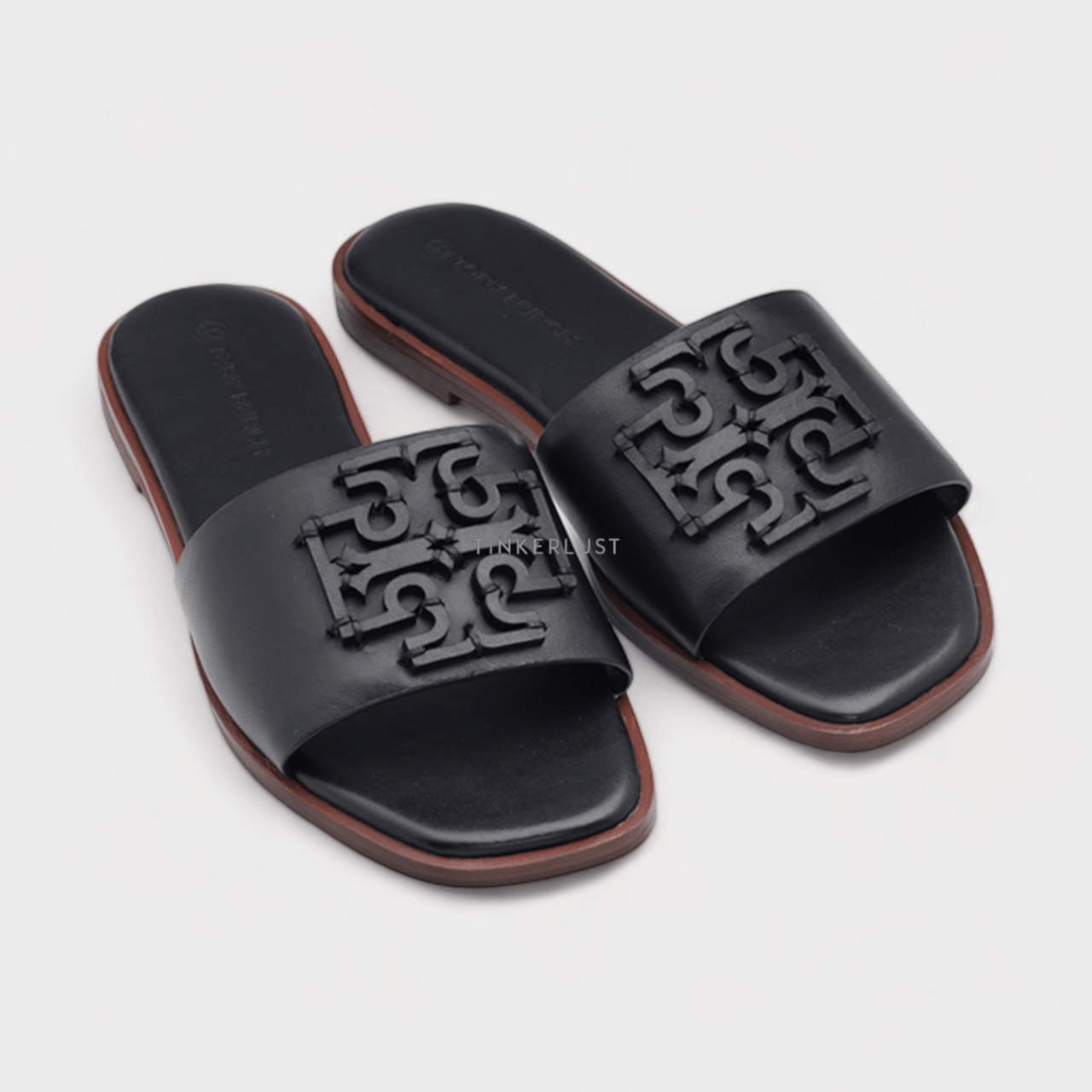 TORY BURCH Women Ines Slide Sandals in Perfect Black with Tonal Logo