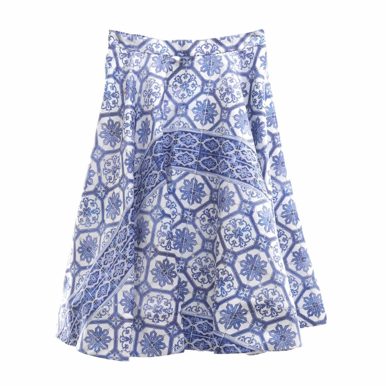 Marufe Blue Patterned Midi Skirt