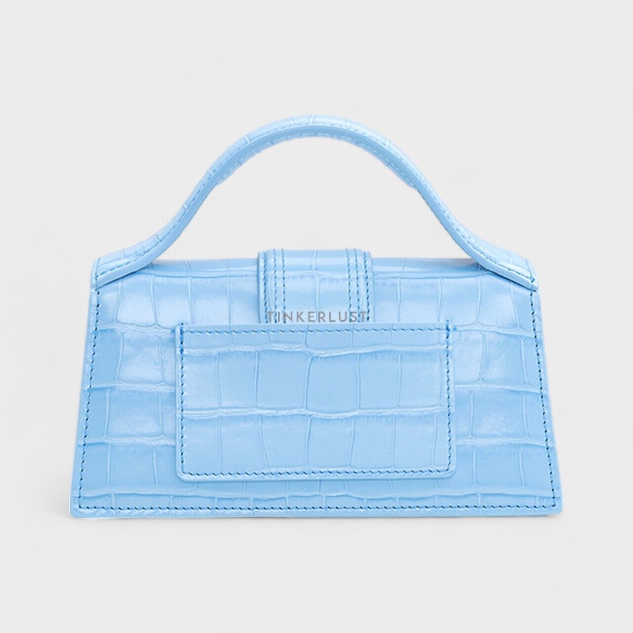 Jacquemus Le Bambino in Blue Crocodile Effect Leather Satchel Bag