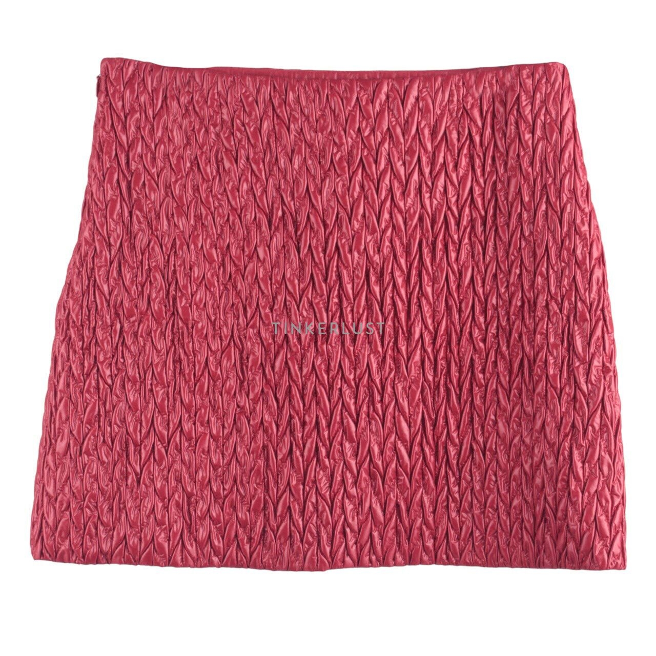 Miu Miu Red Nylon Chevron Mini Skirt