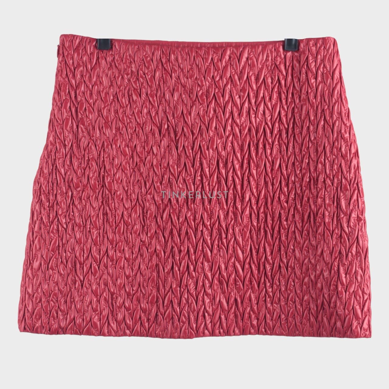 Miu Miu Red Nylon Chevron Mini Skirt