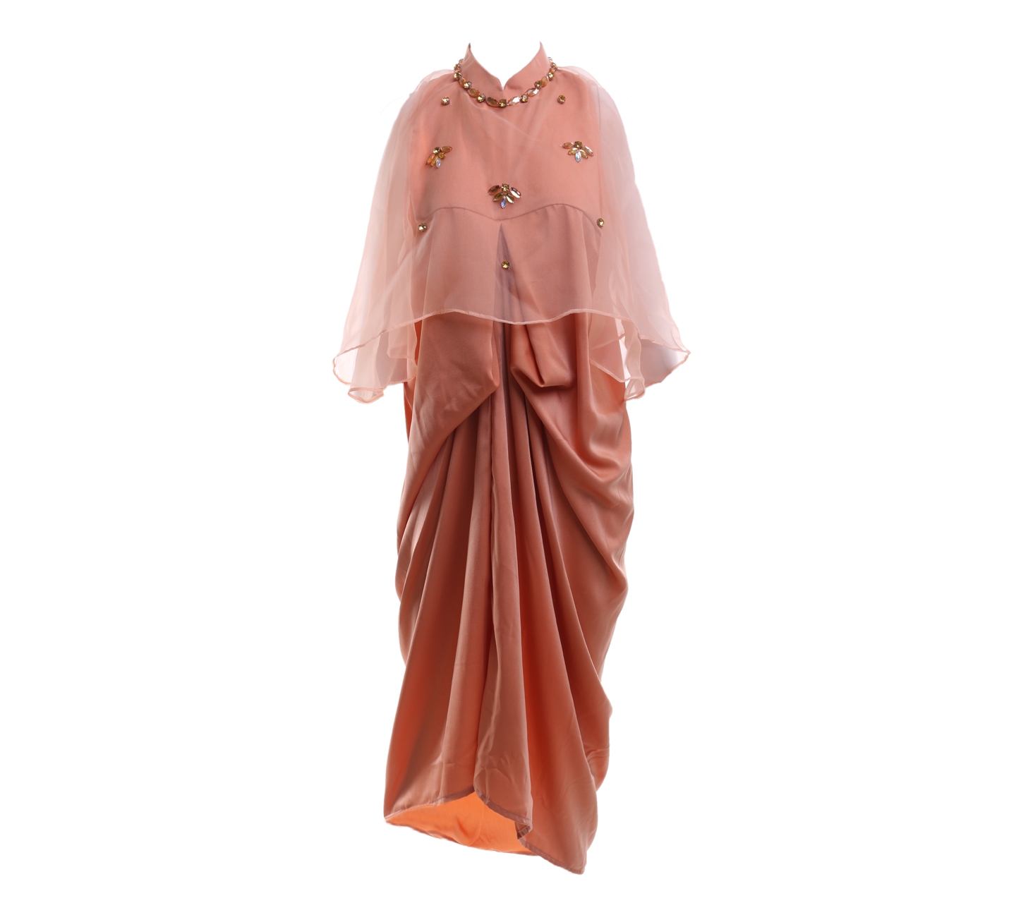 AMR The Label Peach Beaded Midi Dress