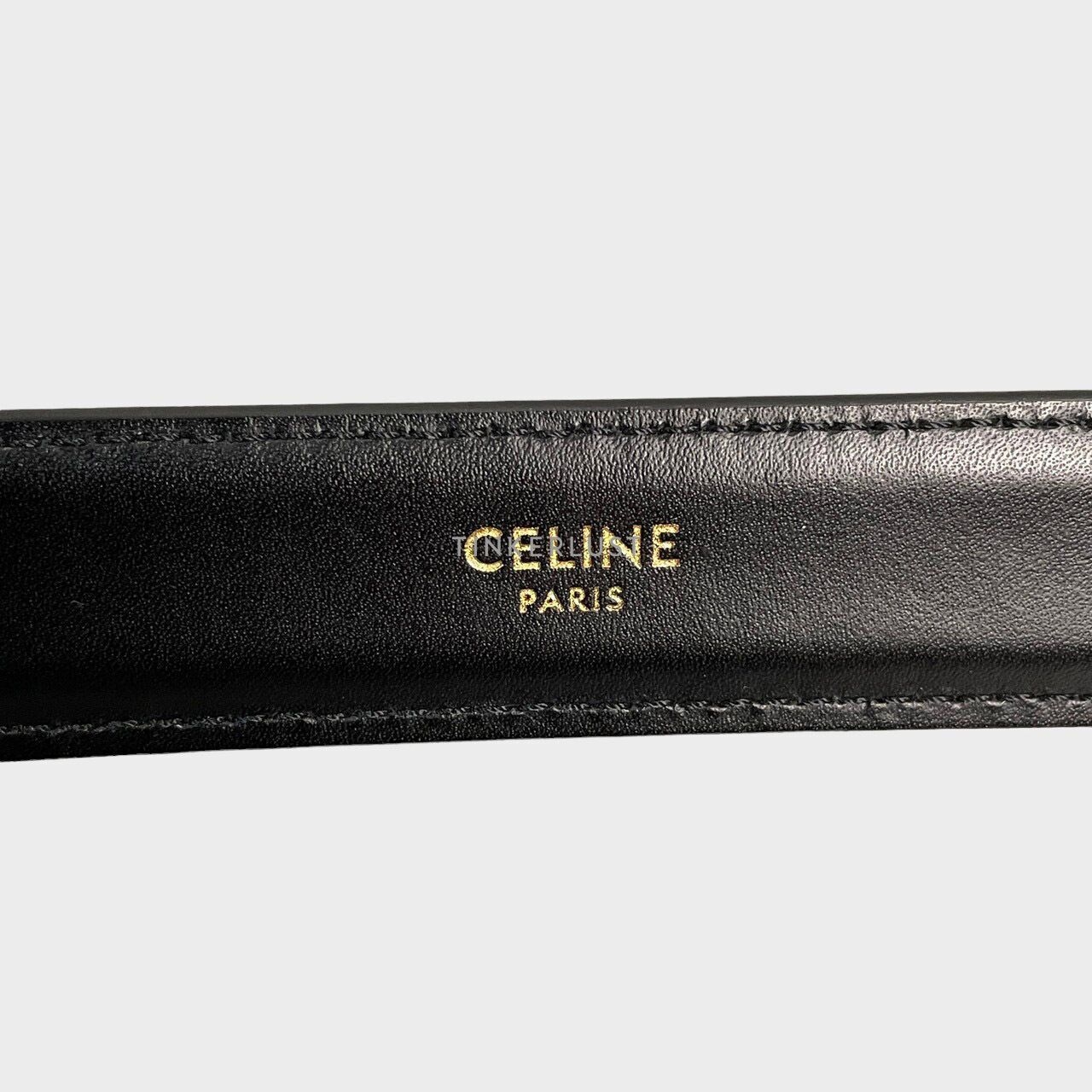 Celine Triomphe Medium Black Leather GHW Belt