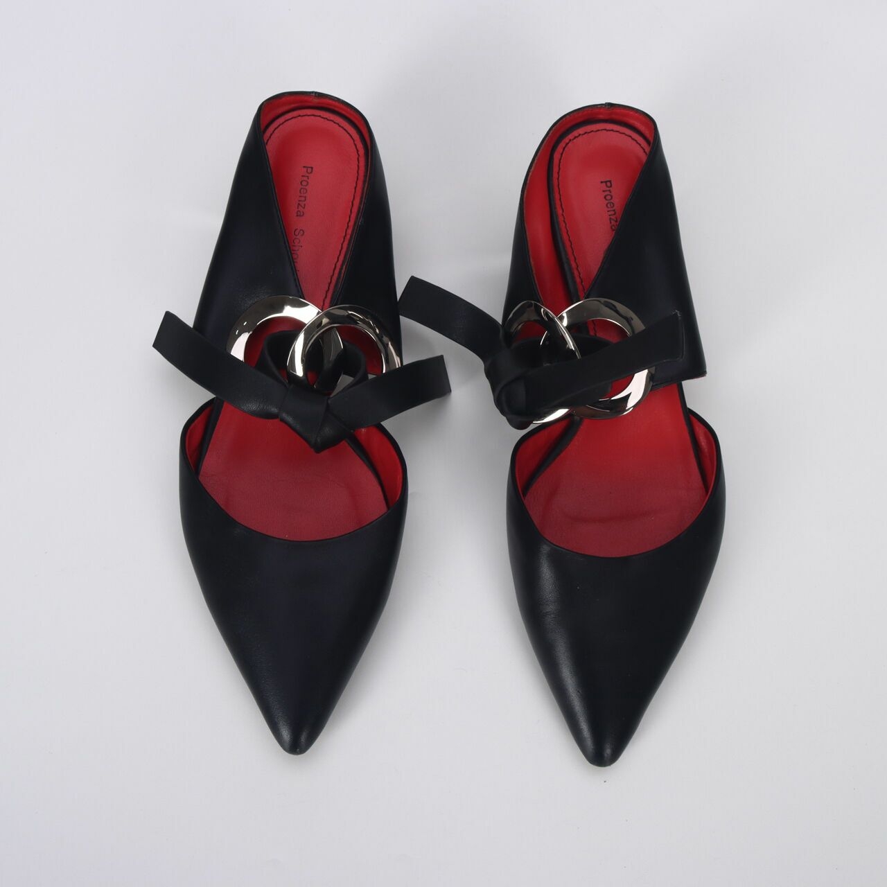Proenza Schouler Black Leather Grommet Mirror Heels