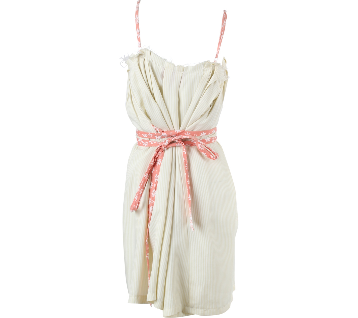 Geulis Cream And White Sleeveless Mini Dress
