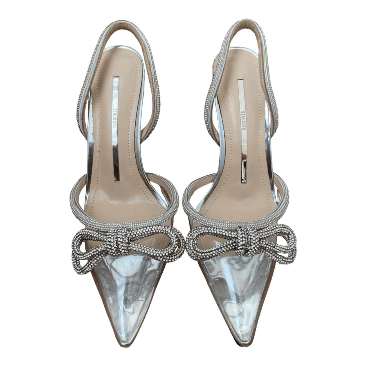 Staccato Silver Bow Heels