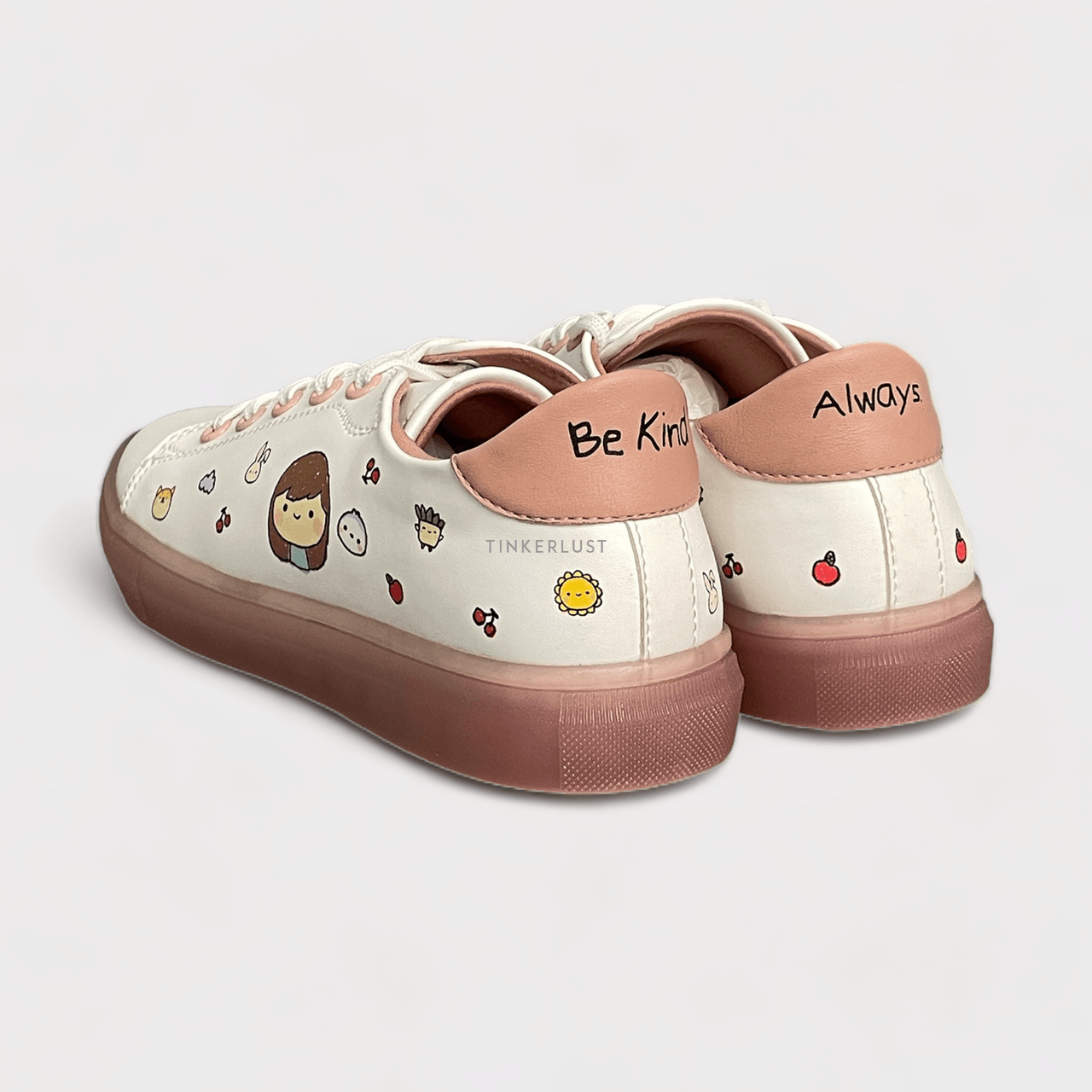 byeol x Sally Piper White & Soft Pink Sneakers