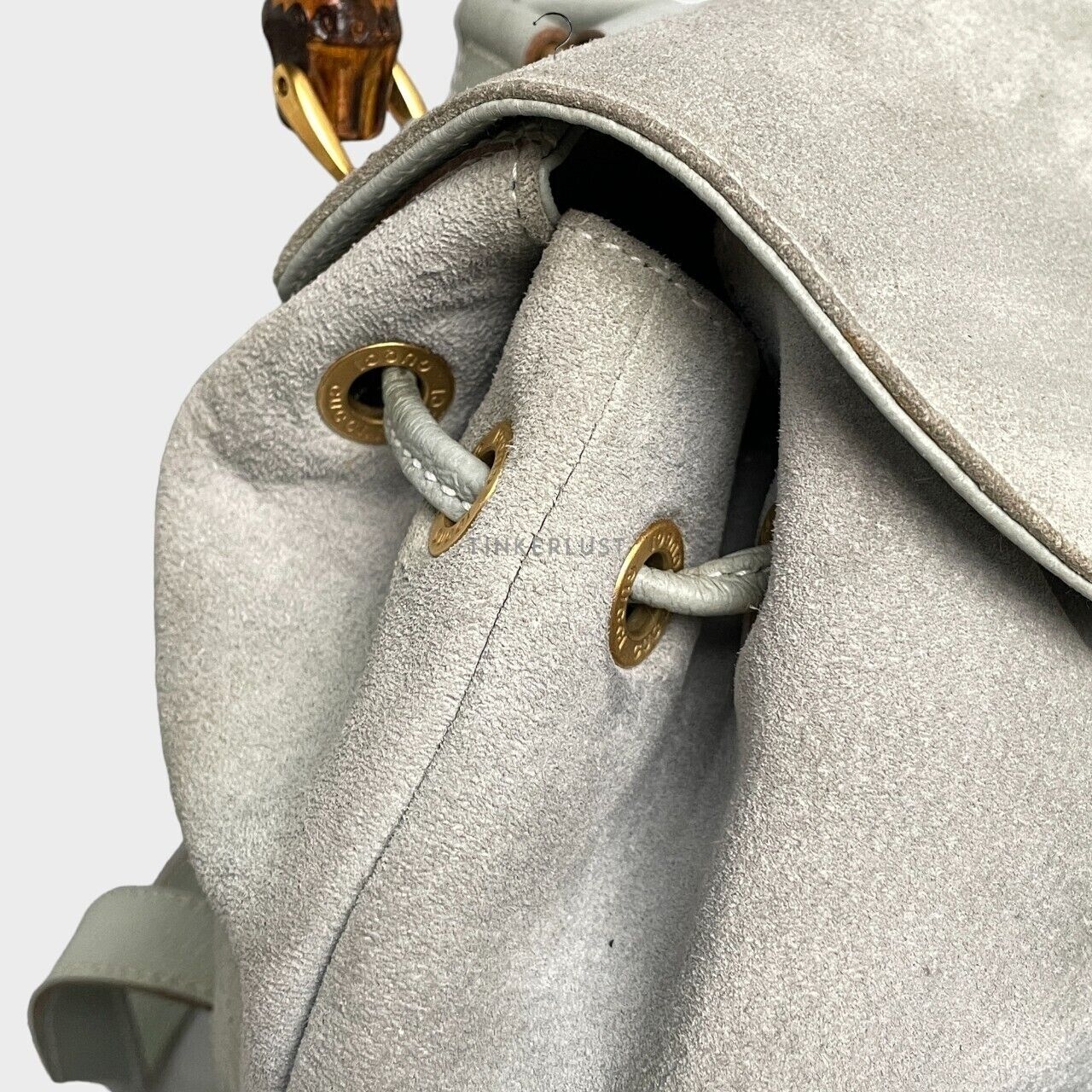 Gucci Sage Green Bamboo Suede Backpack	