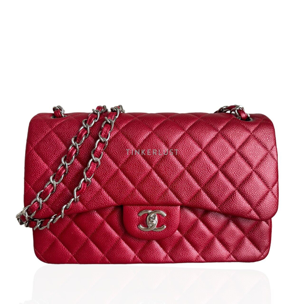 Chanel Jumbo Red Double Flap SHW #20 Shoulder Bag