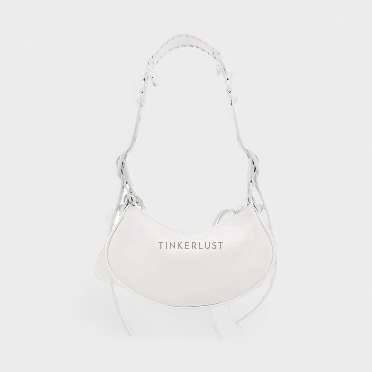 Balenciaga Le Cagole XS In White with Logo Keychain Shoulder Bag