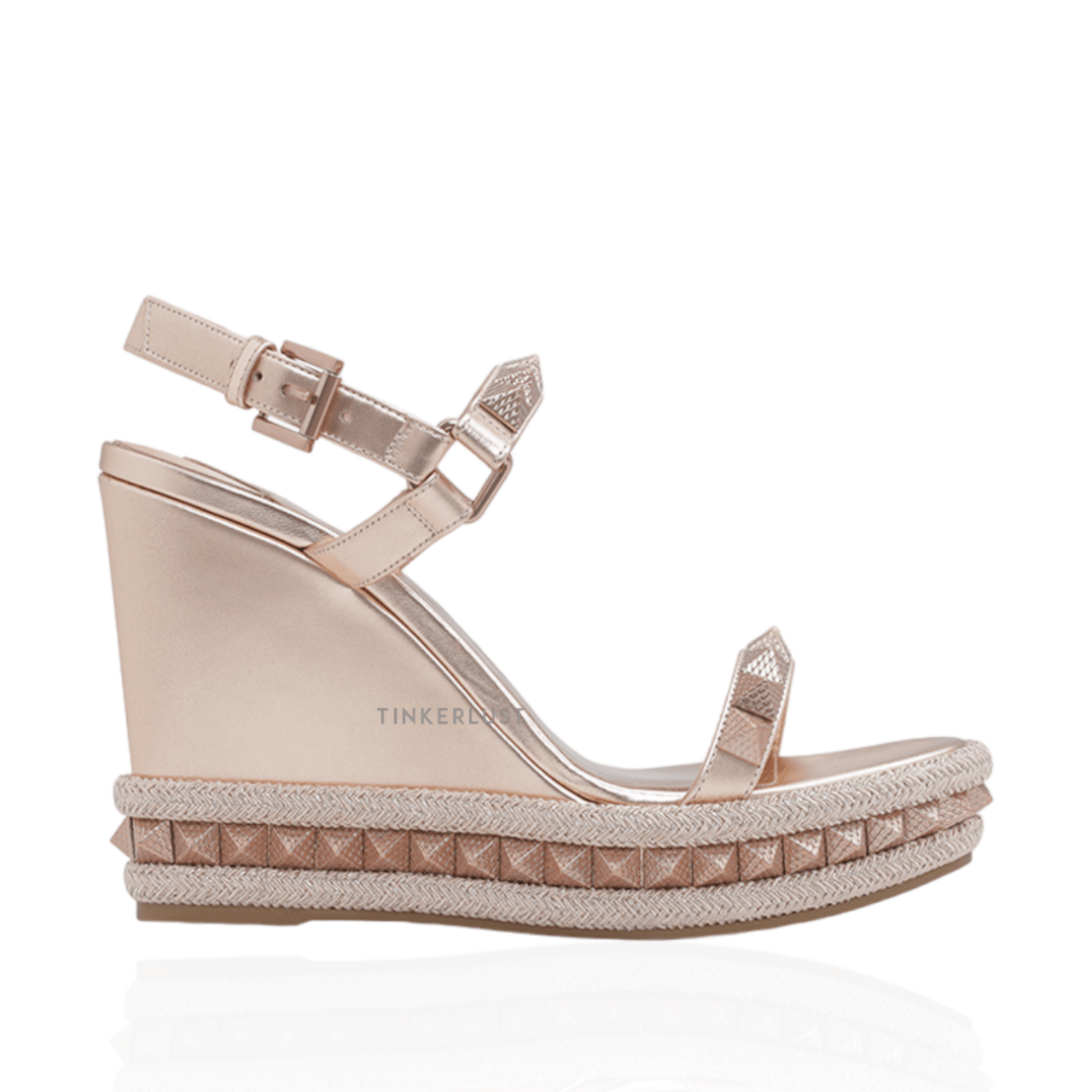 Christian Louboutin Pyraclou 110mm Espadrilles in Beige Leather Wedges