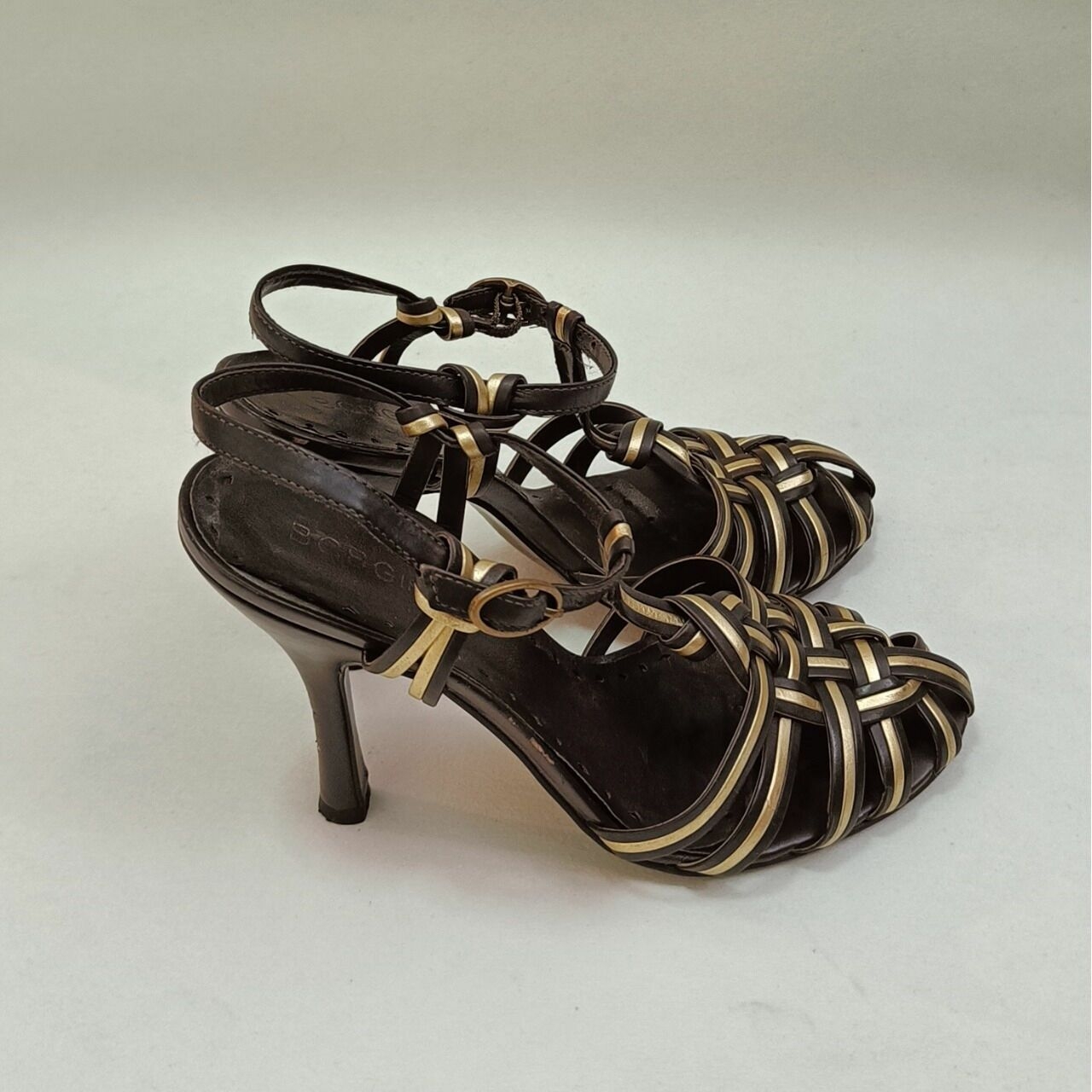 Bcbg Brown And Gold Heels