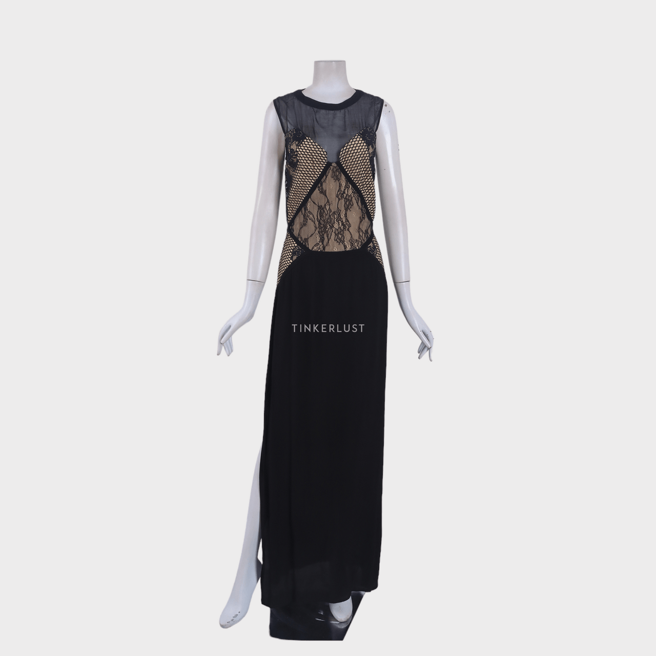 Magali Pascal Black Lace Slit Long Dress
