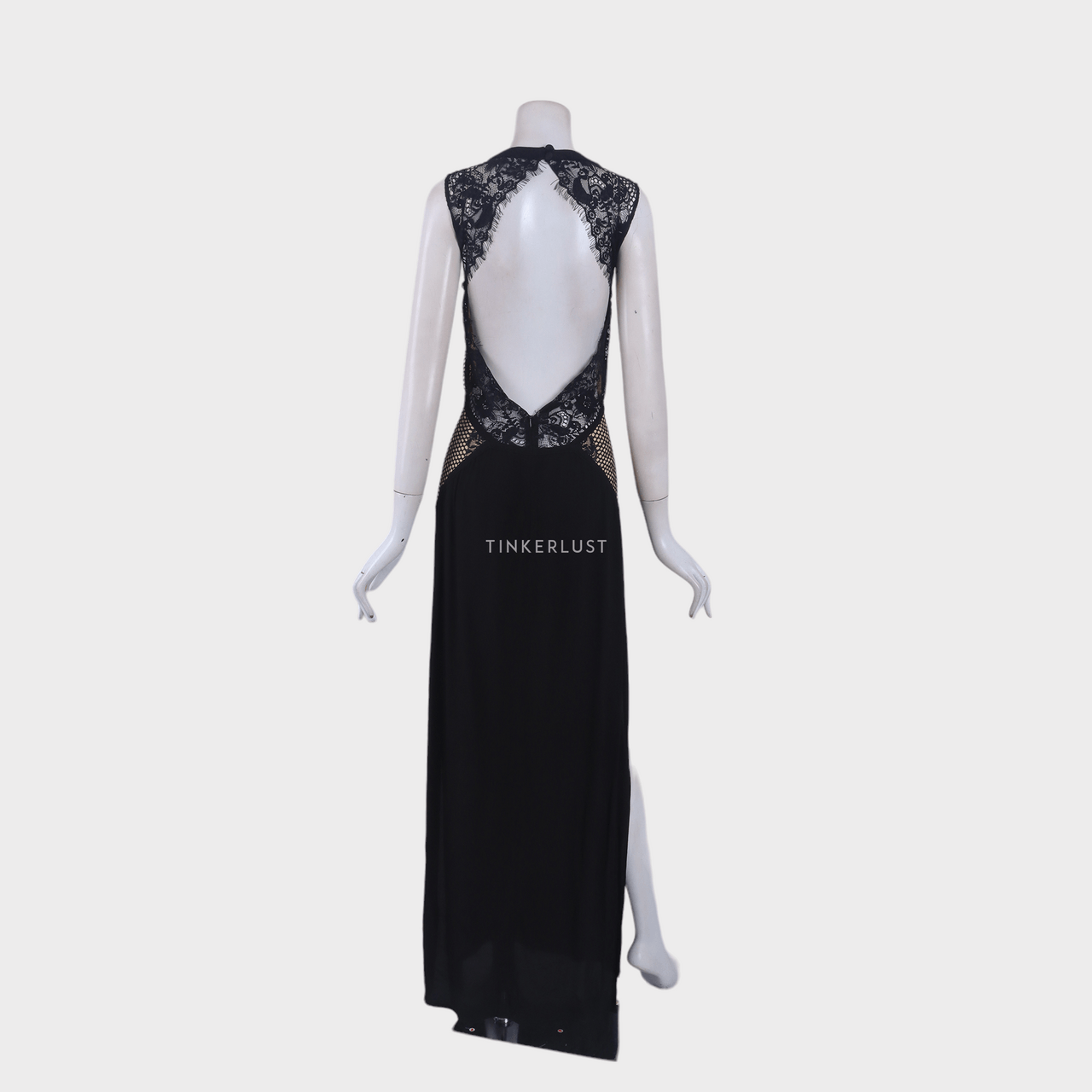 Magali Pascal Black Lace Slit Long Dress