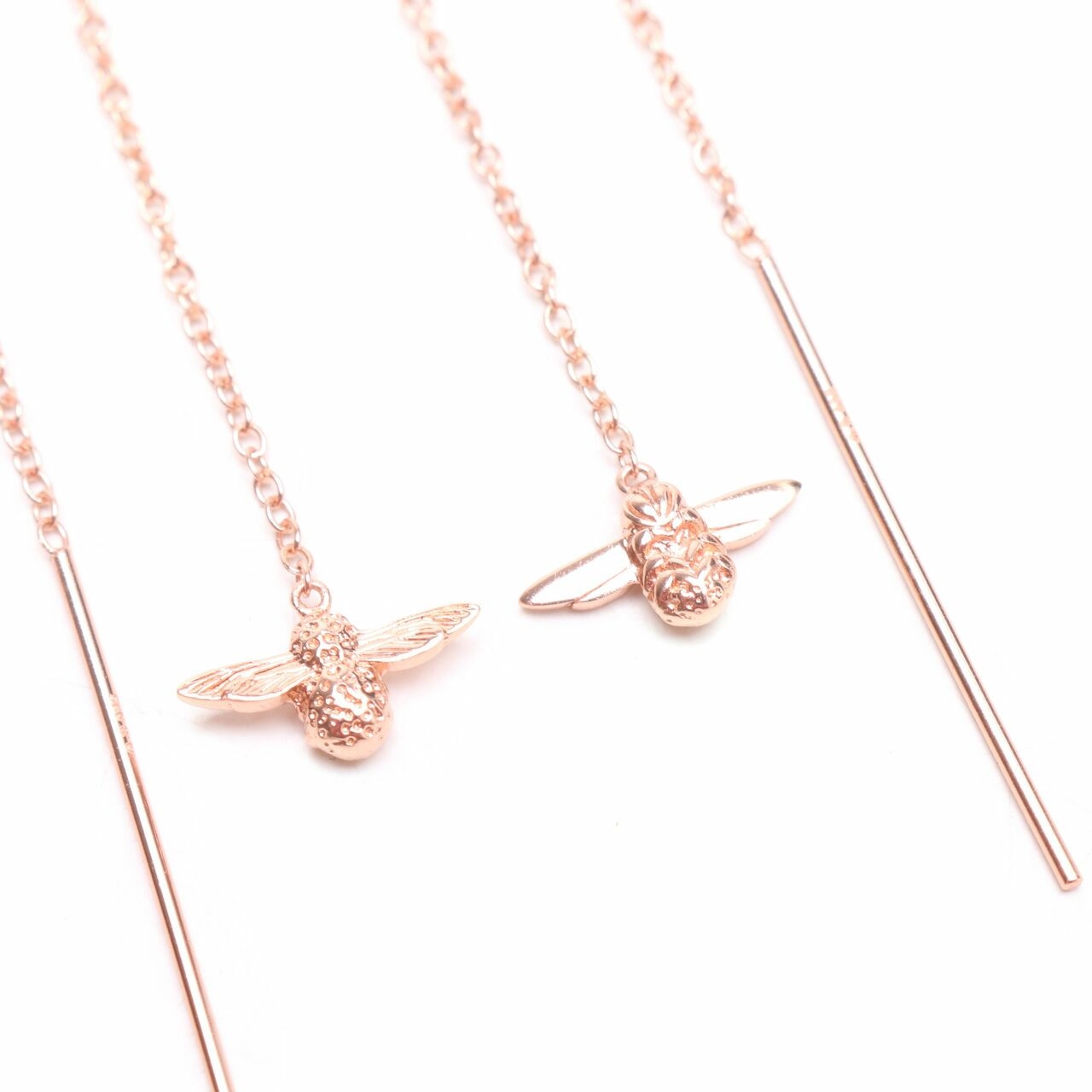 Olivia Burton Rose Gold 3D Bee Chain Drop Earrings Jewellery