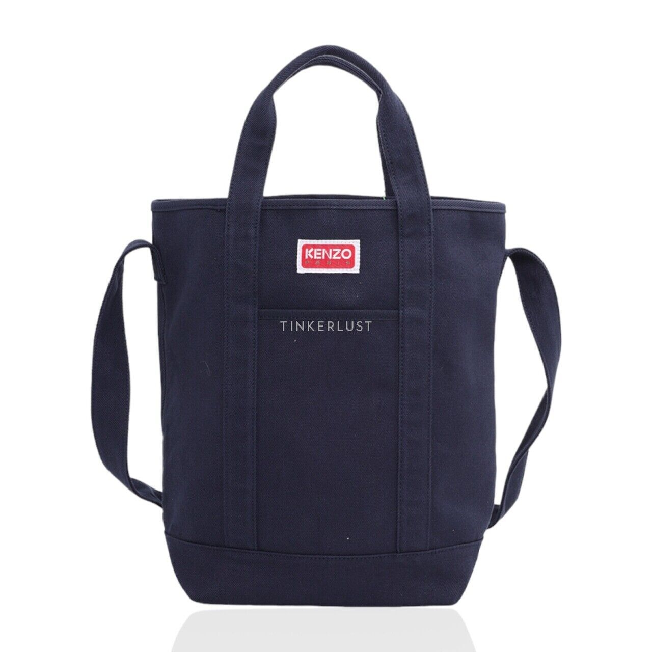Kenzo Men Kenzo Poppy Tote Bag in Navy Blue with Adjustable Strap Satchel