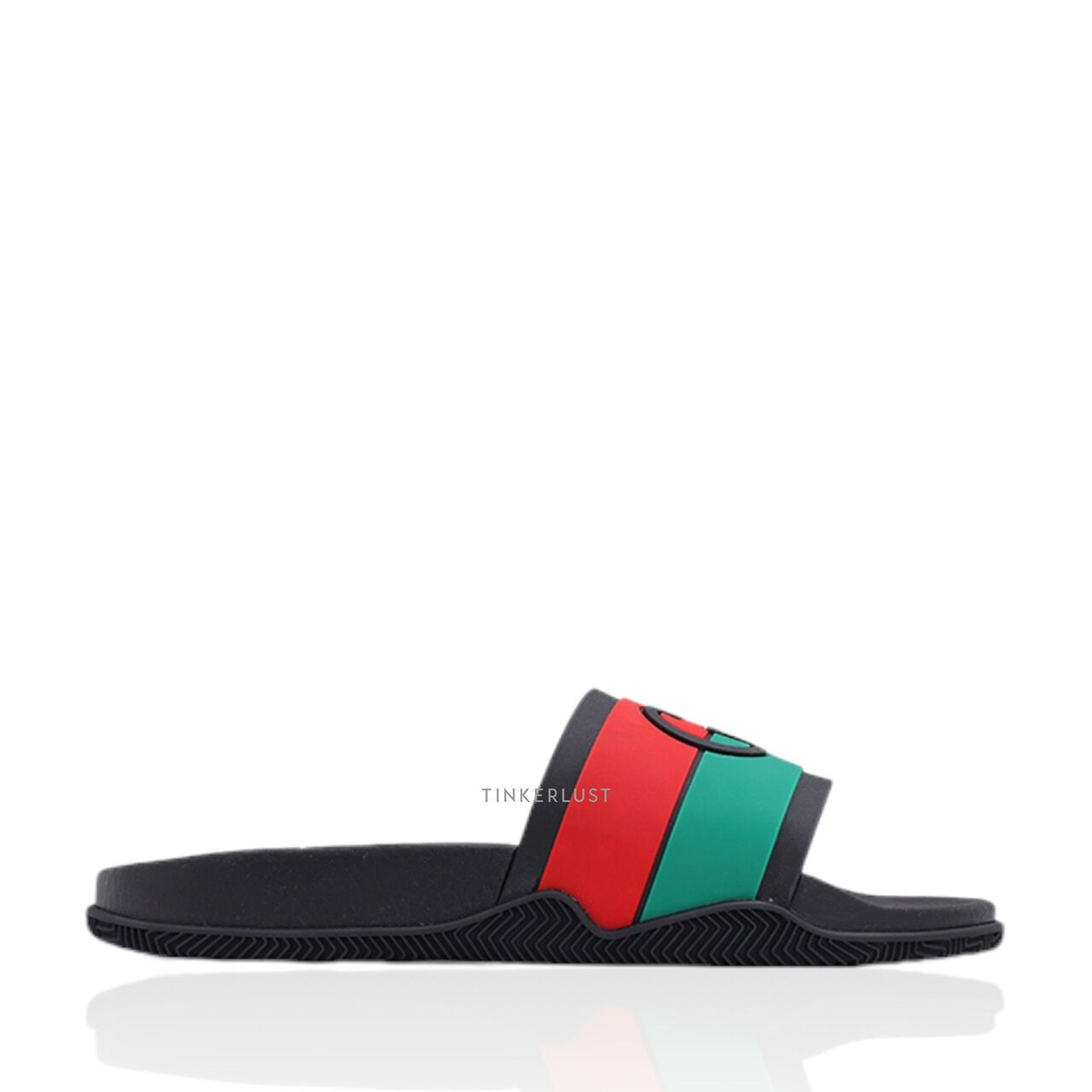 Gucci Interlocking G Slides Black/Red/Green Sandals