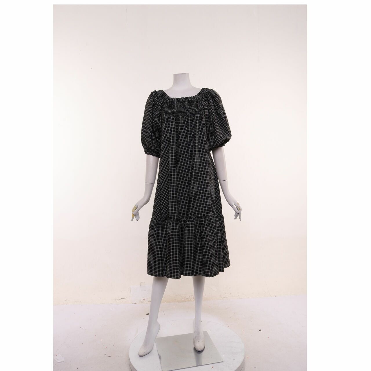 Miroir Black & White Checkered Midi Dress