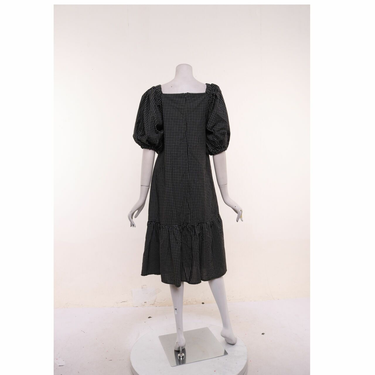 Miroir Black & White Checkered Midi Dress