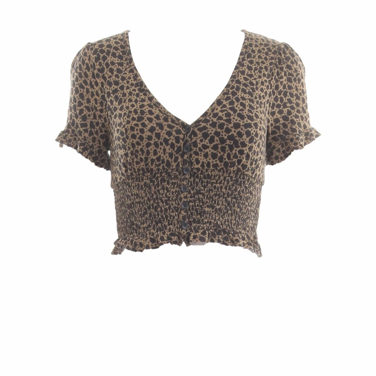 Urban Outfitters Black Leopard Blouse Crop