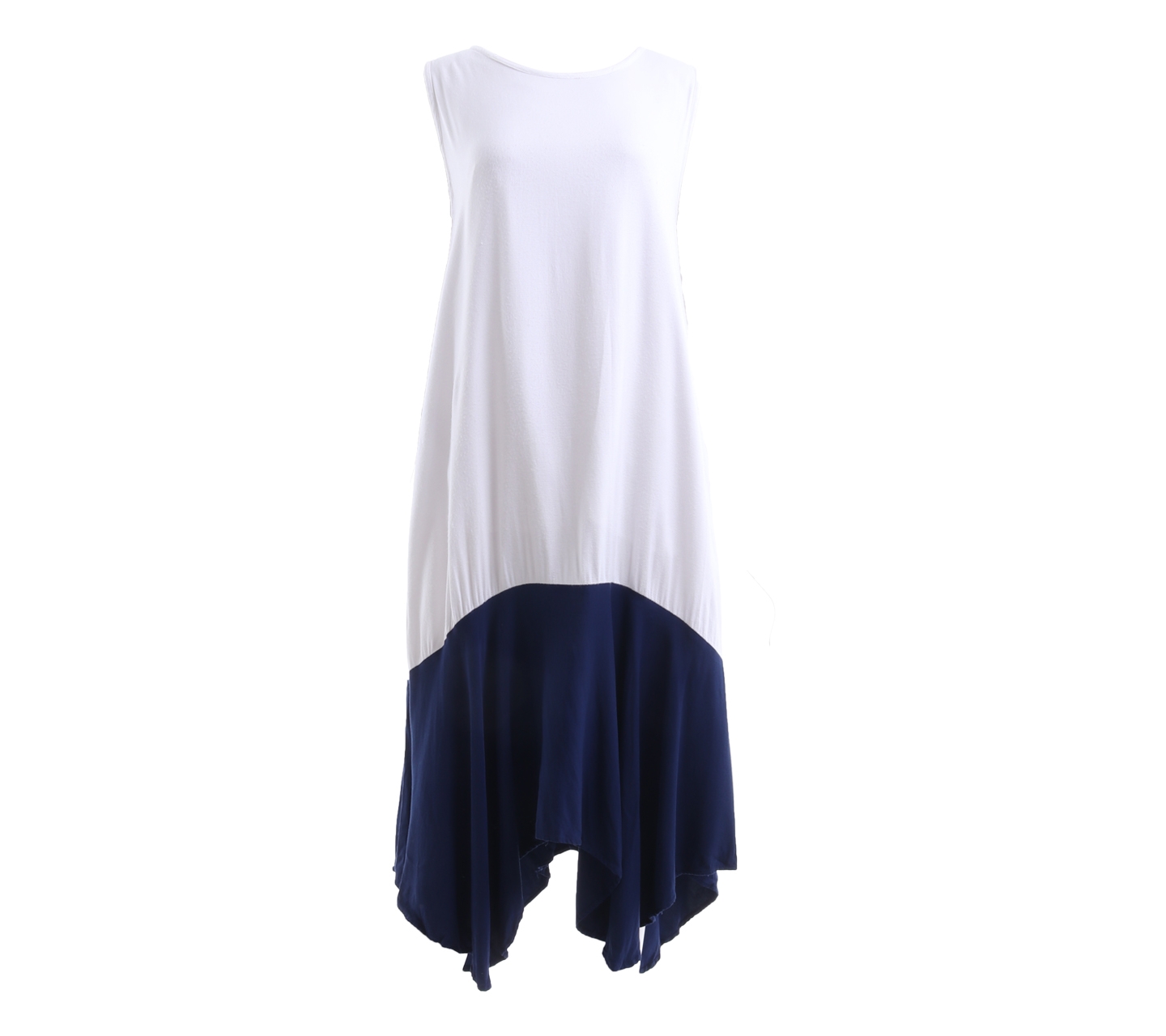 Milcah White & Navy Asymmtrical Long Dress