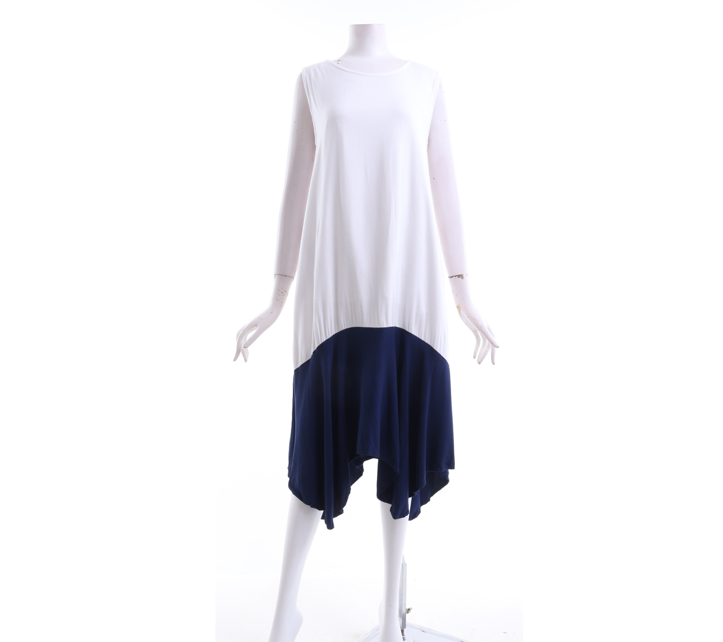Milcah White & Navy Asymmtrical Long Dress