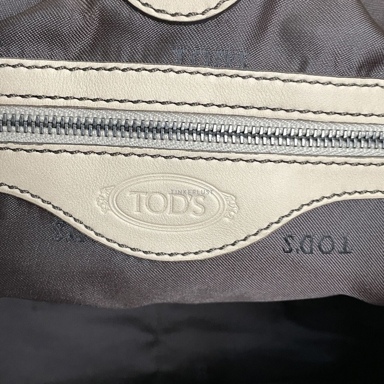Tod's Drawstring Cream Leather Tote Bag