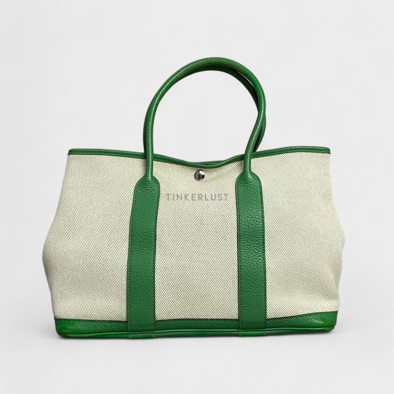 Hermes Garden Party 36 Green/White PHW Tote Bag #R