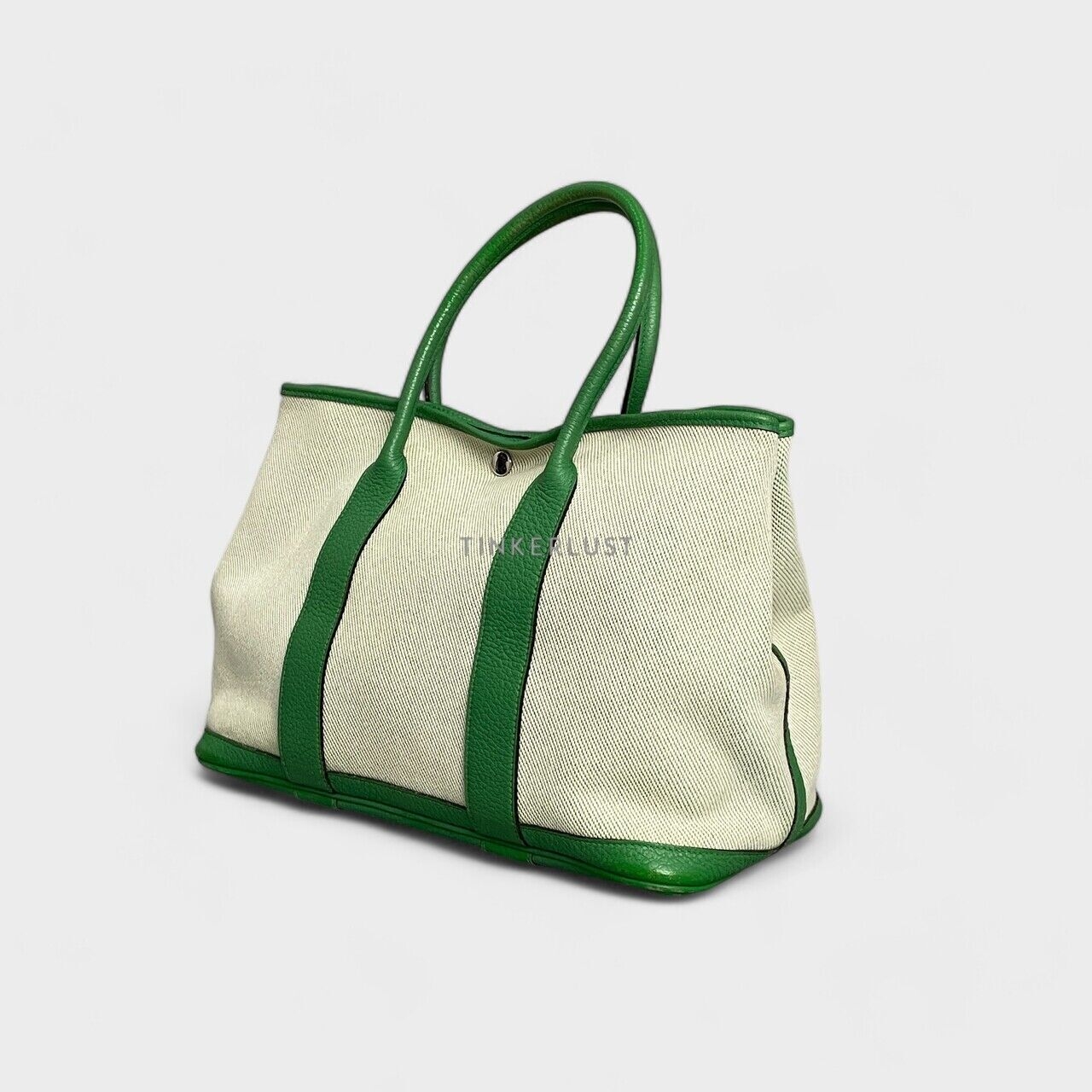 Hermes Garden Party 36 Green/White PHW Tote Bag #R