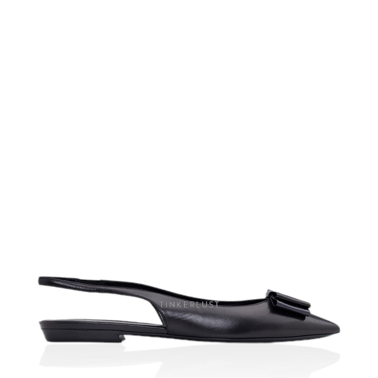 Saint Laurent Anais in Black/Navy Smooth Leather Slingback Flat