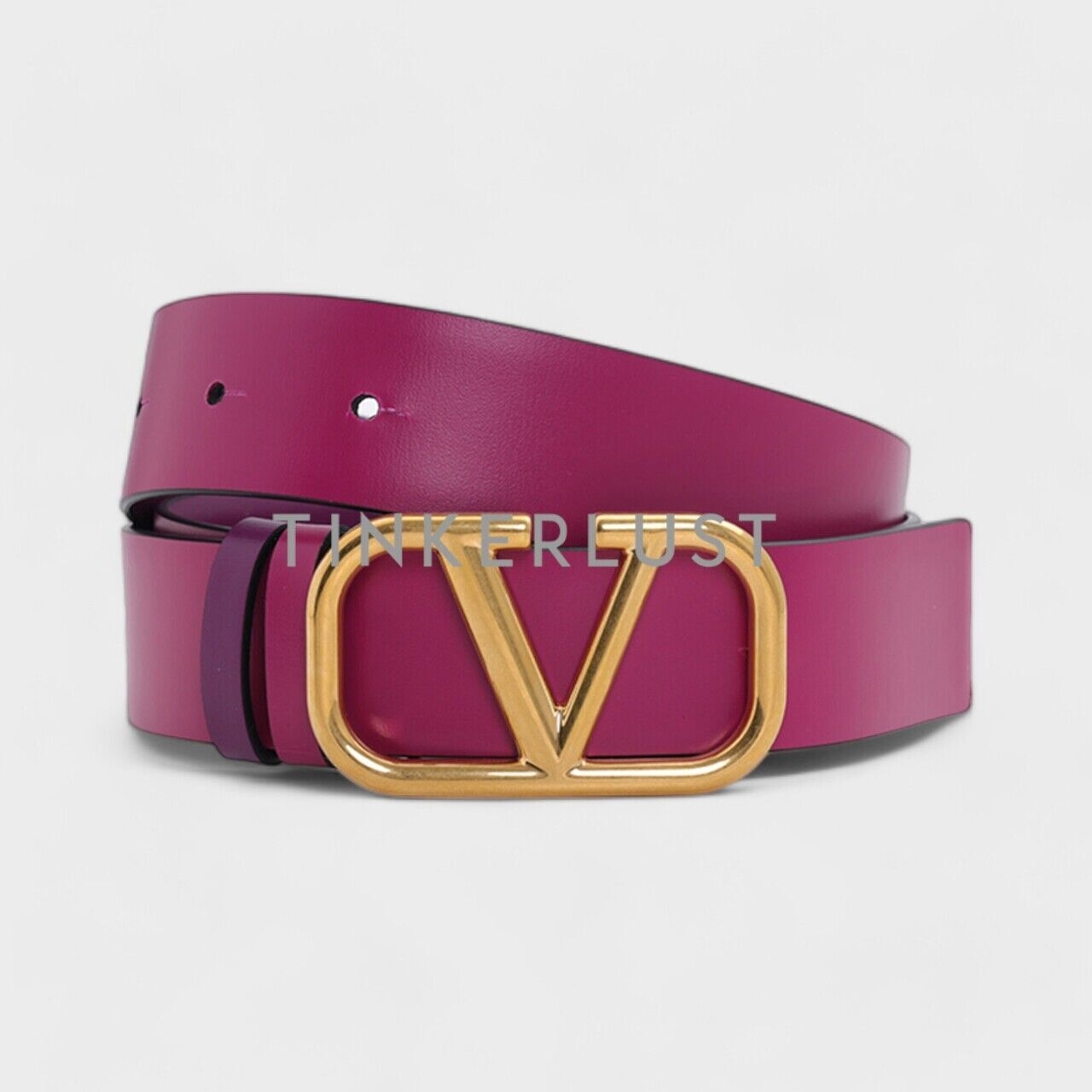 Valentino Garavani VLogo Signature Reversible in Purple/Pink Glossy Calfskin Belt