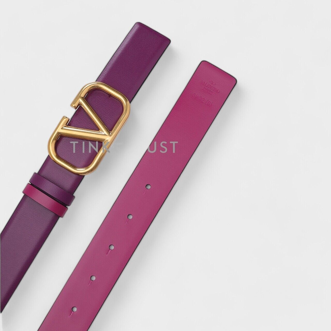 Valentino Garavani VLogo Signature Reversible in Purple/Pink Glossy Calfskin Belt