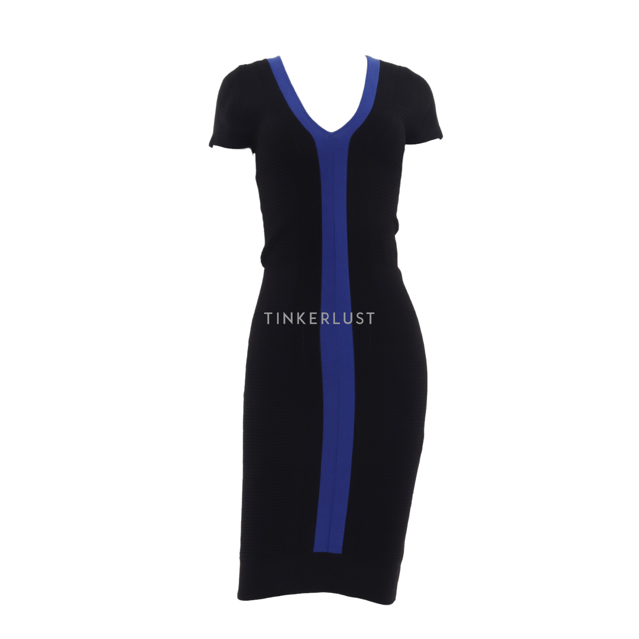 Morgan Black & Dark Blue Knit Midi Dress