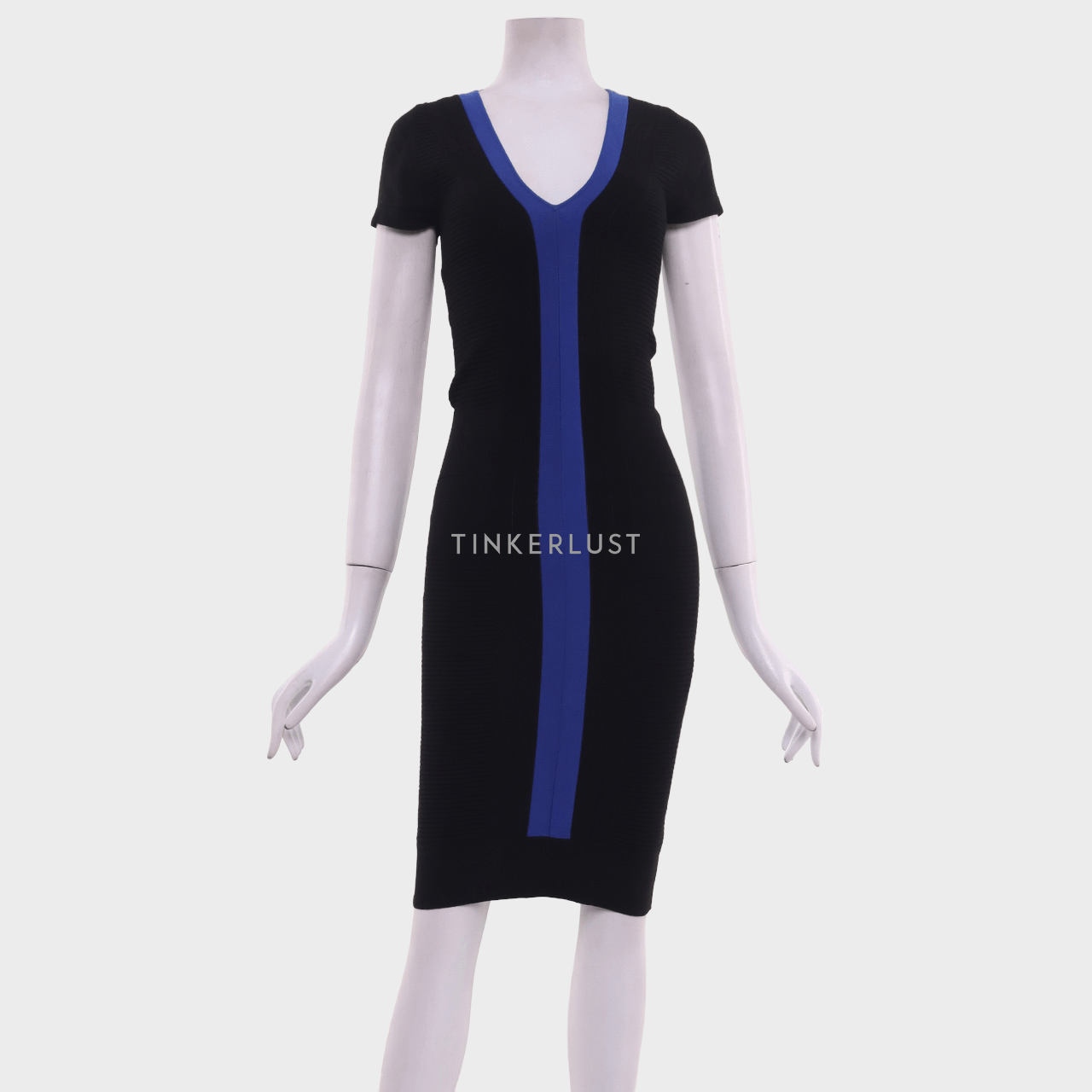 Morgan Black & Dark Blue Knit Midi Dress