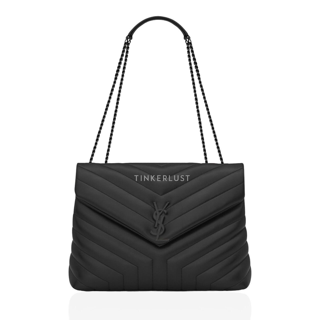 Saint Laurent Medium Loulou Shoulder Bag in Black Quilted Leather BHW