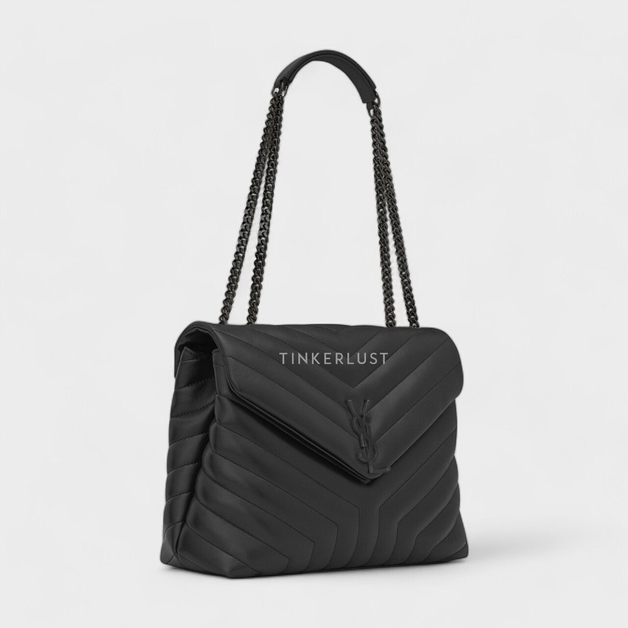 Saint Laurent Medium Loulou Shoulder Bag in Black Quilted Leather BHW
