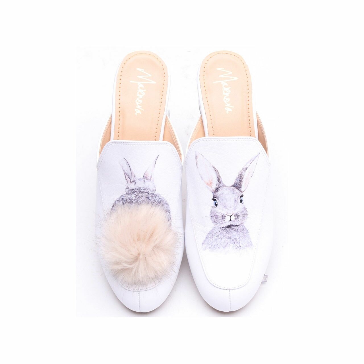 Marnova White Rabbit Print Heels