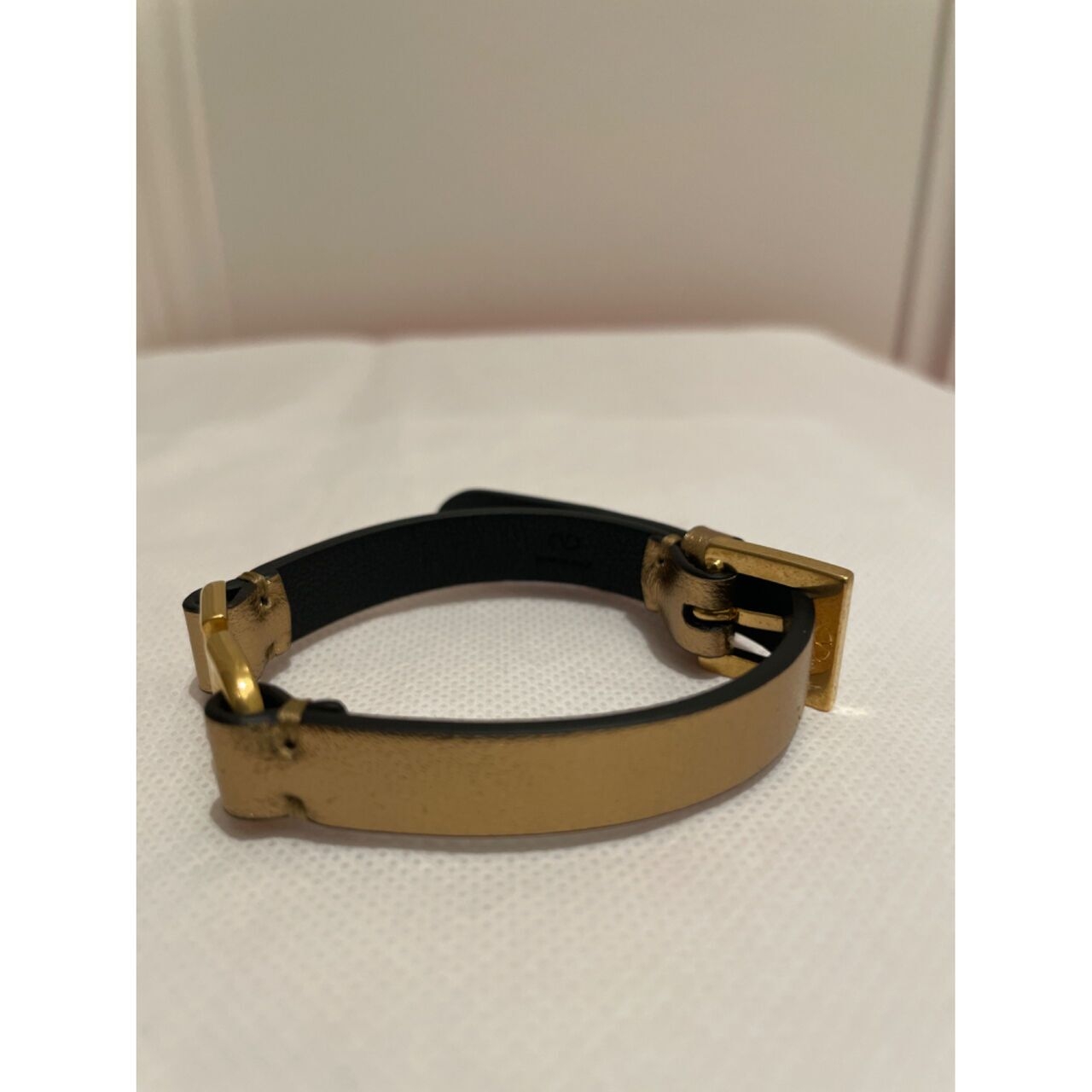 Valentino Vlogo Gold Leather Bracelet
