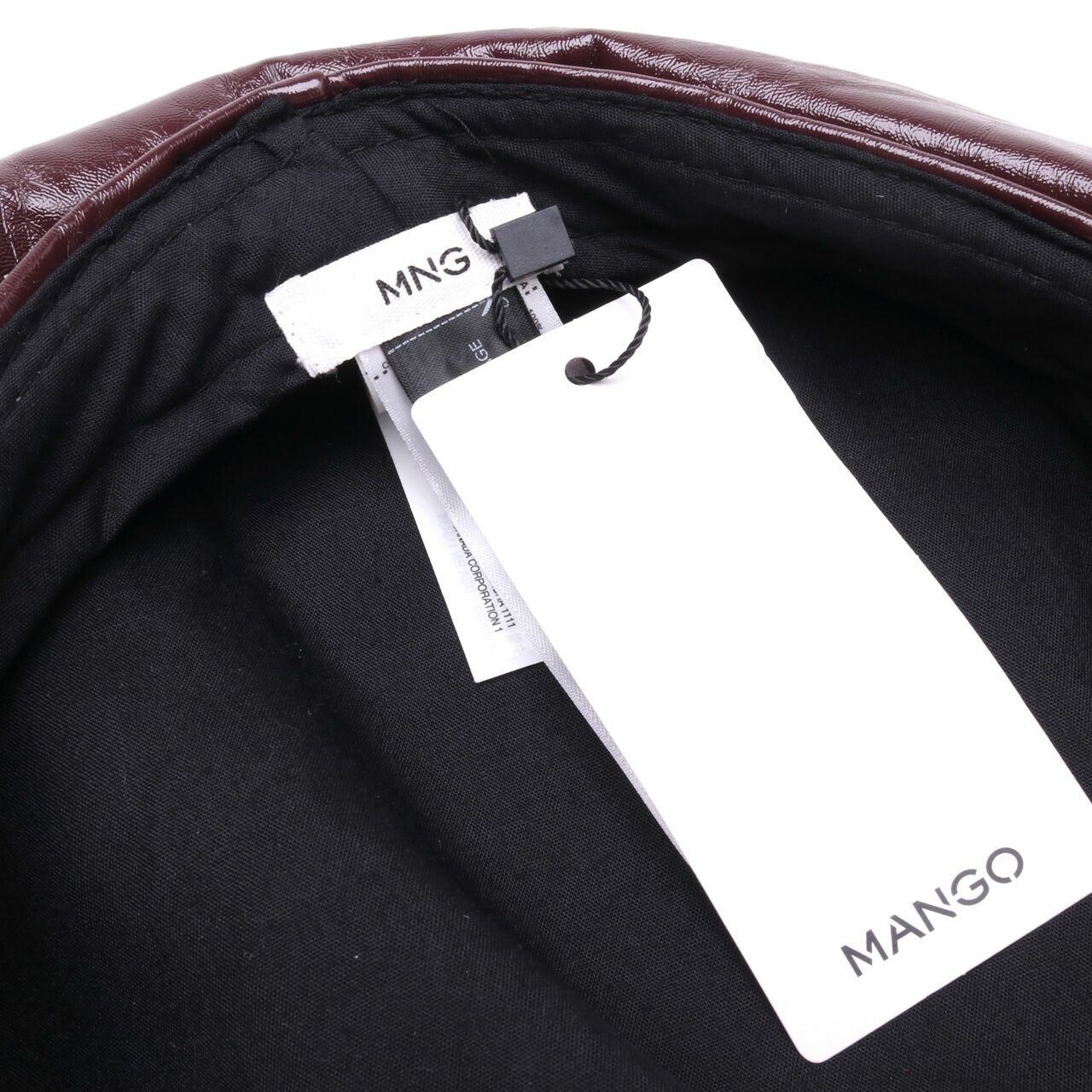 Mango Patent Beret Maroon Hats
