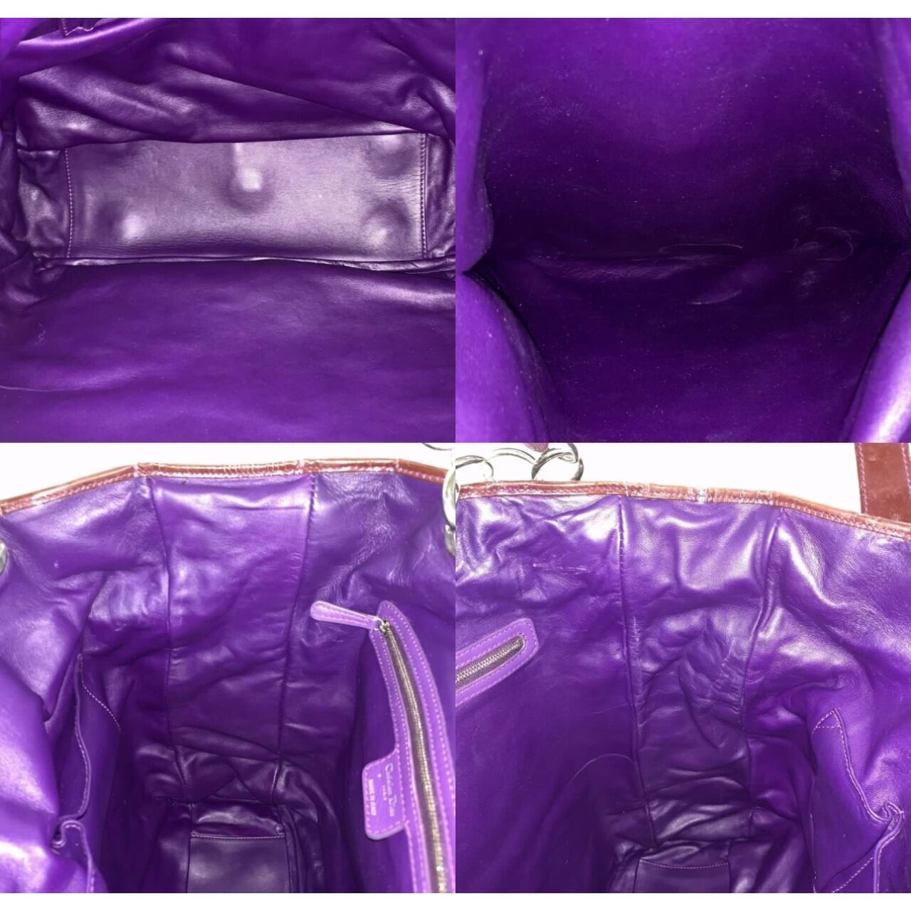Christian Dior Cannage Purple Leather Weave Tote Bag