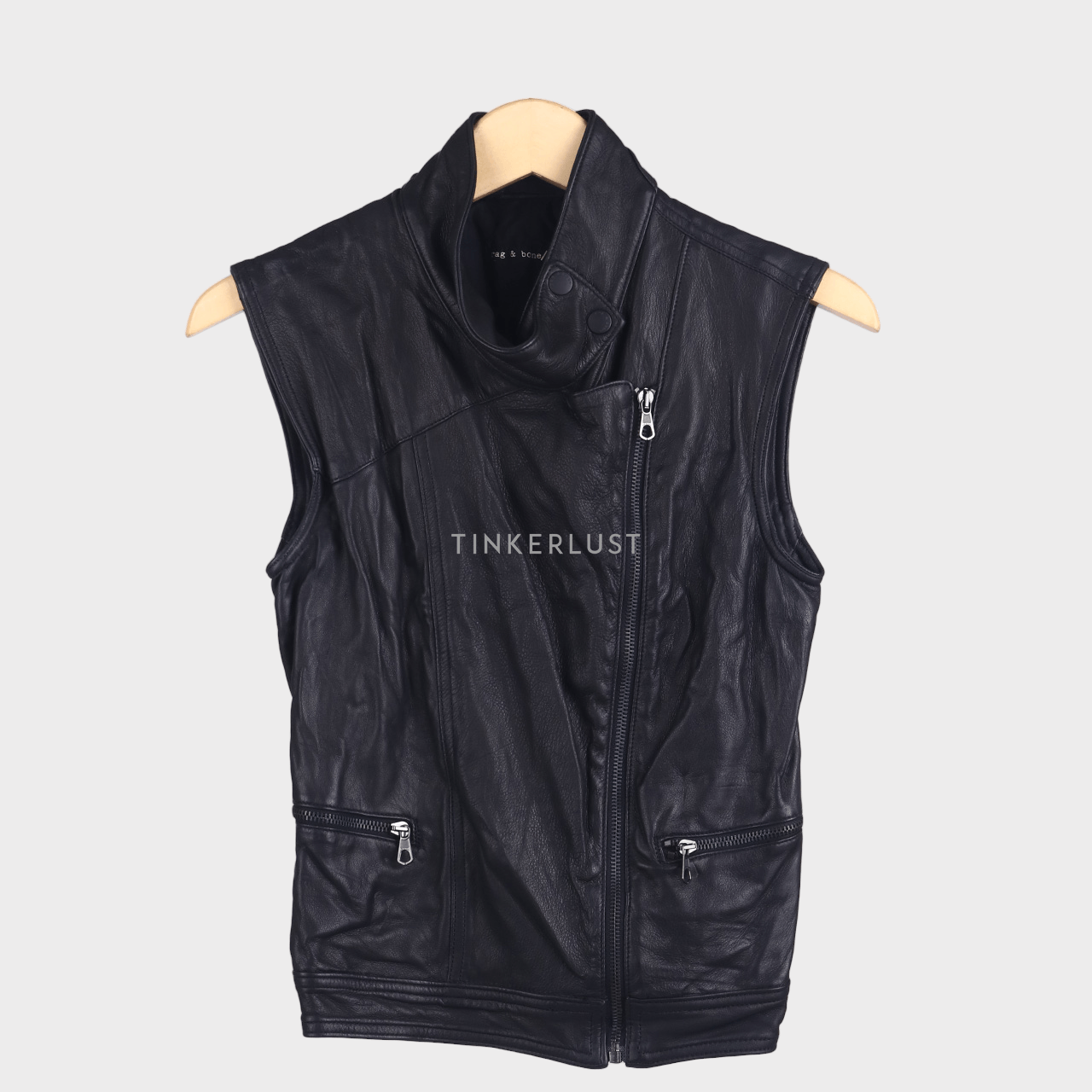 Rag & Bone Black Leather Jacket Vest