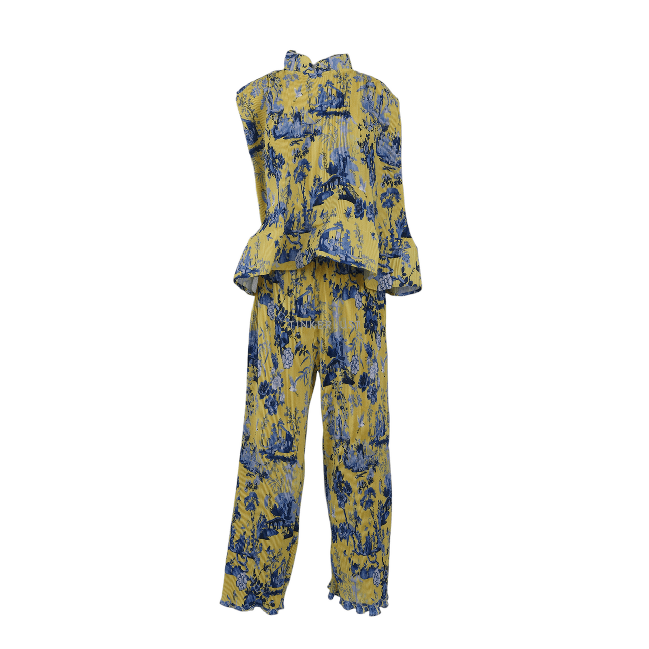 Vone Blue & Yellow Pleated Two Piece