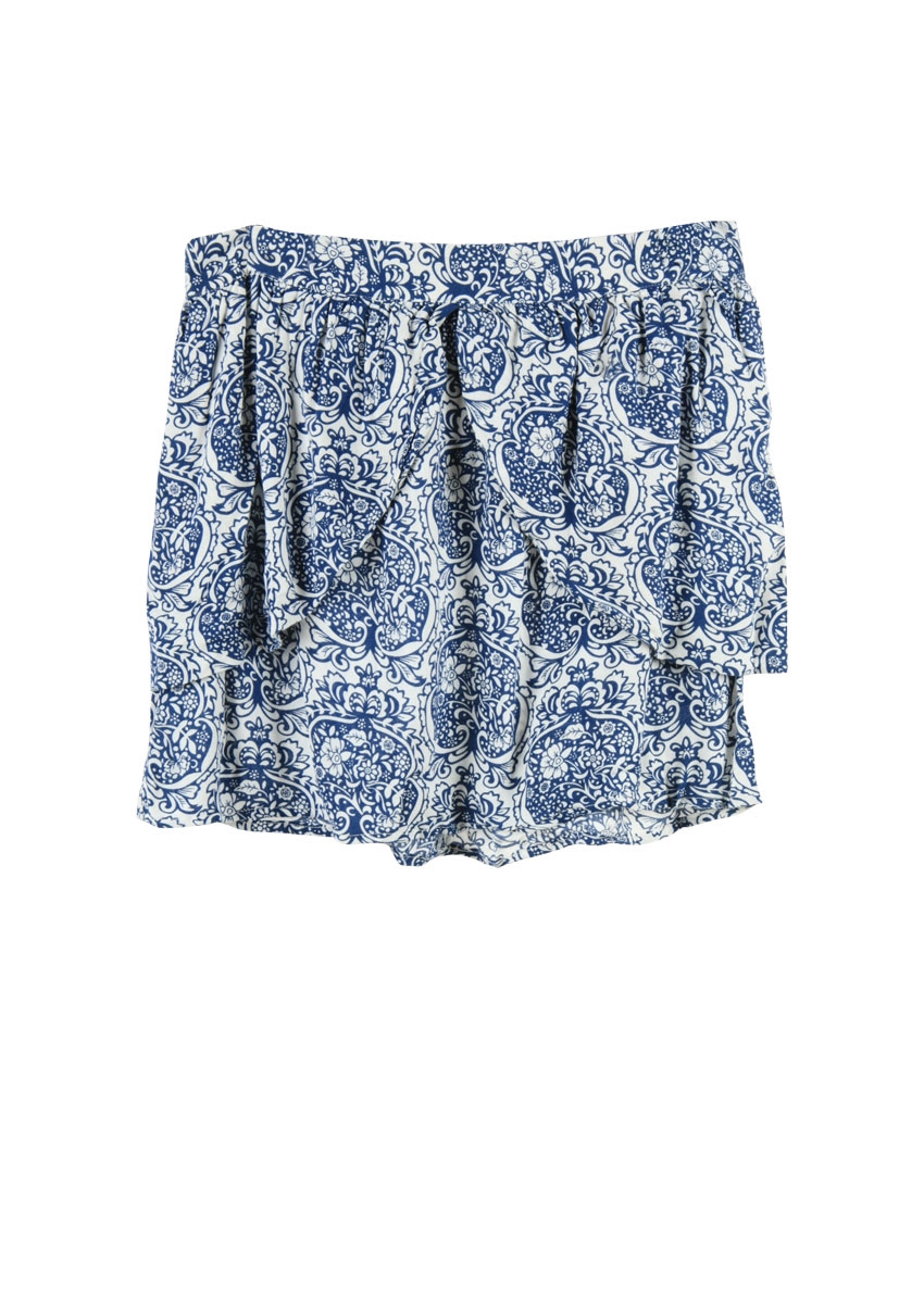 Cache-Cache Blue And White Patterned Skirt
