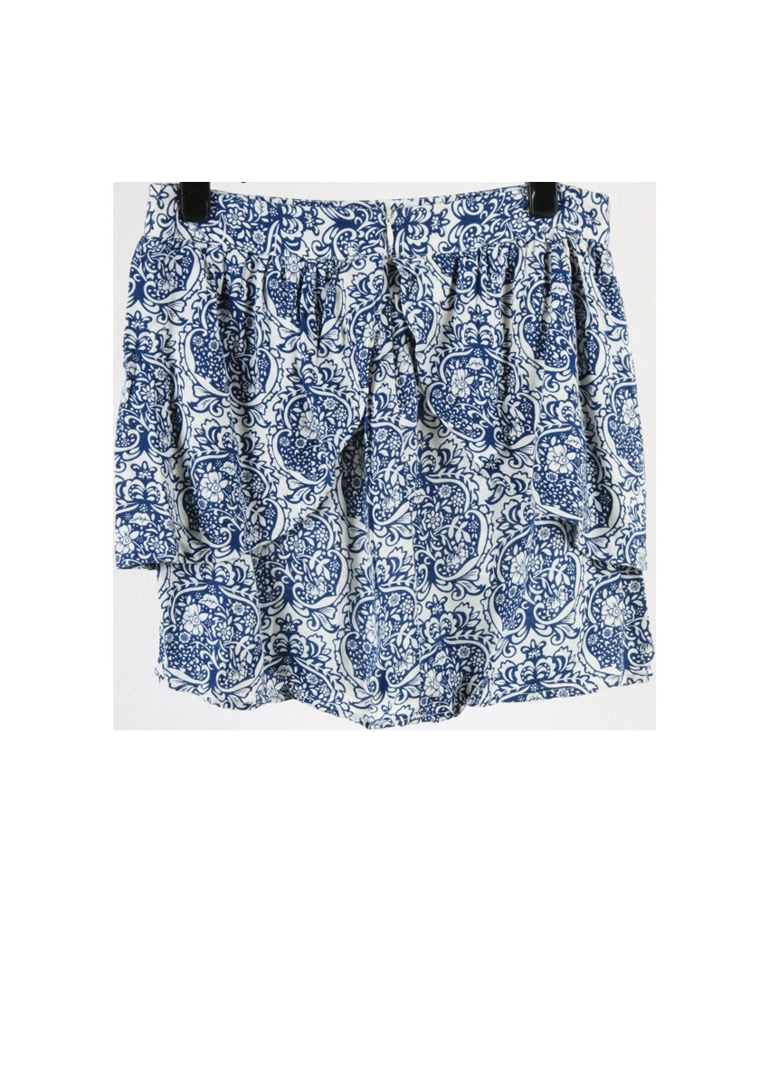 Cache-Cache Blue And White Patterned Skirt