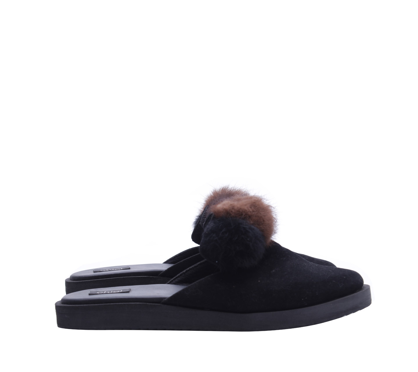 Chiel Black Pom Pom Sandals