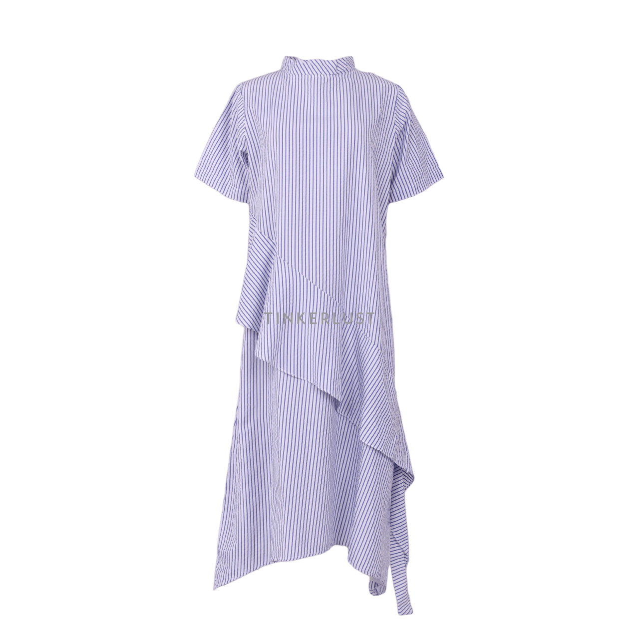 Schon Couture Blue & White Stripes Midi Dress