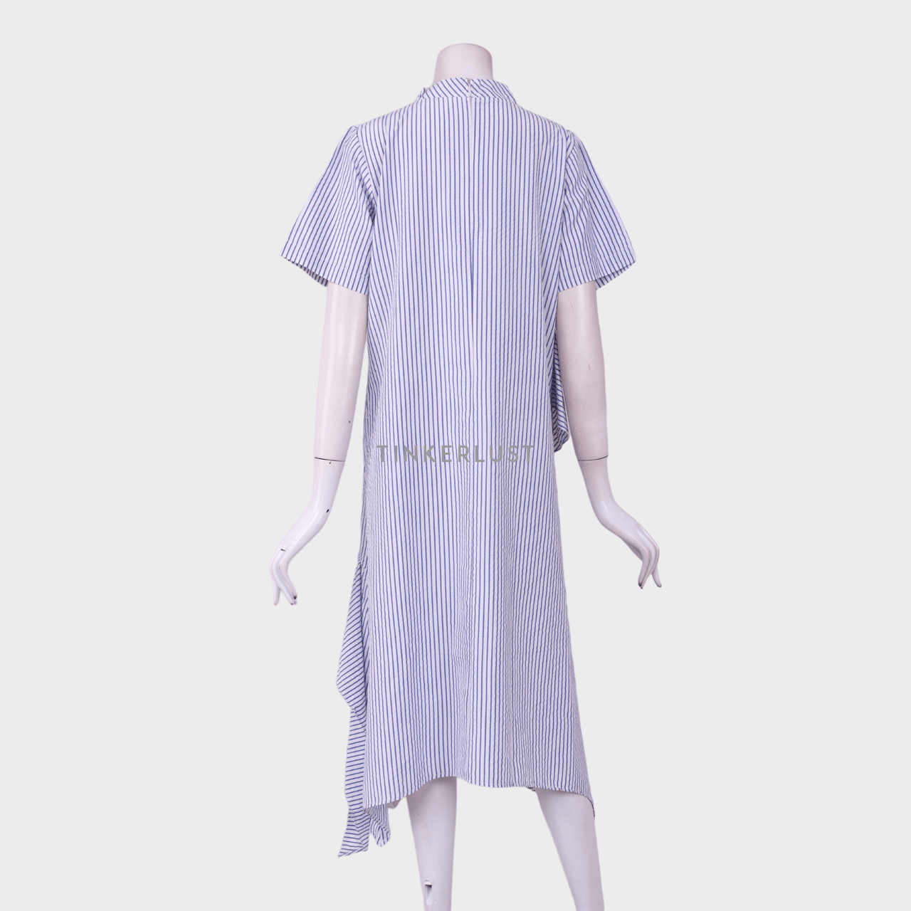 Schon Couture Blue & White Stripes Midi Dress