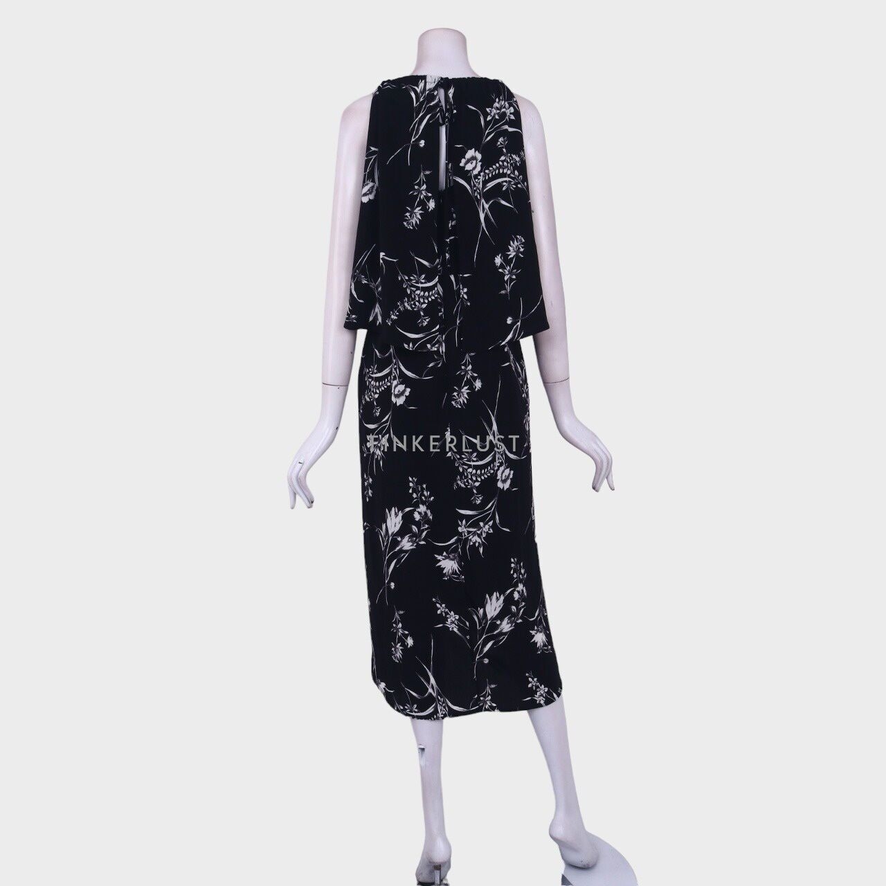 MDS Black & White Floral Midi Dress