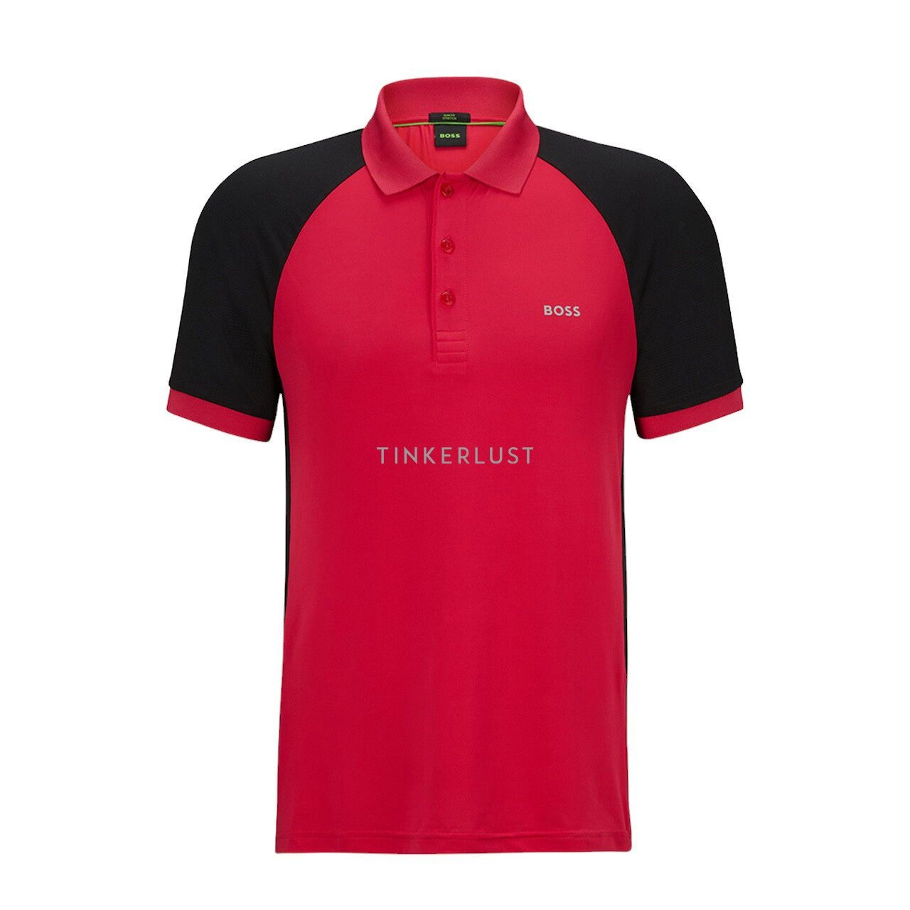 Hugo Boss Men Pauletech Performance-Stretch Slim Fit Polo Shirt in Pink/Black with Colour-Blocking	